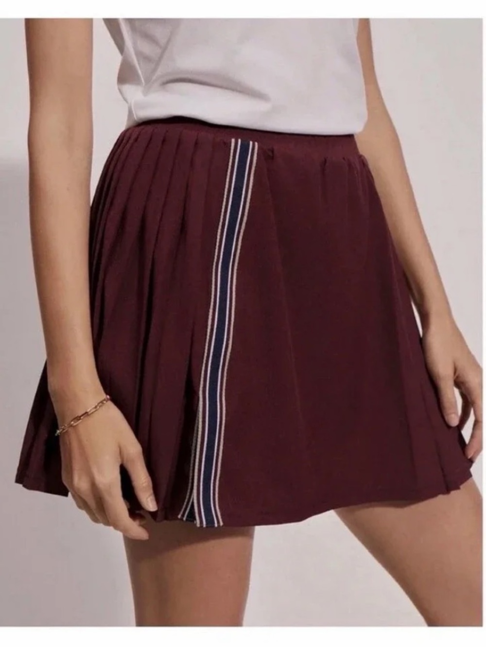 Pleated Maroon Varley Neyland High Waist Skort